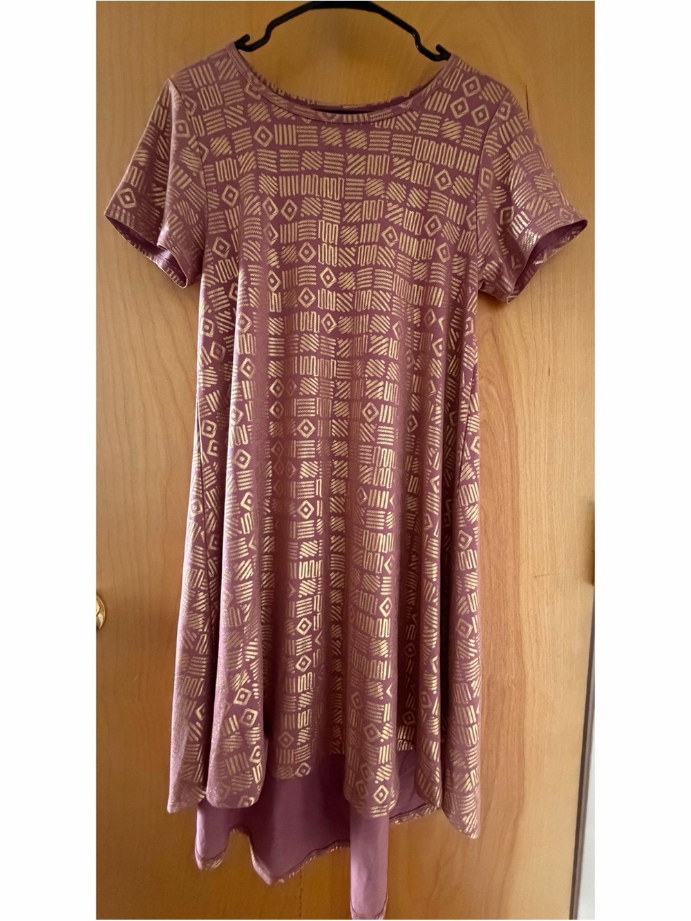 Women's Mauve & Gold Foil Geometric Swing Dress